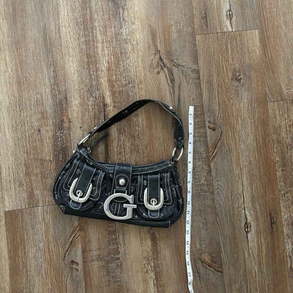 Guess Black Logo Bag with Metal Embellishments